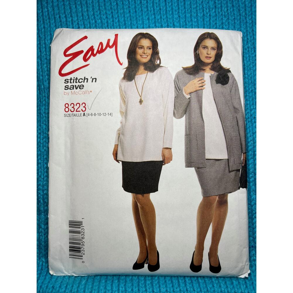 McCalls 8323 pattern suit pattern jacket tunic pencil skirt size 4 6 8 10 12 14